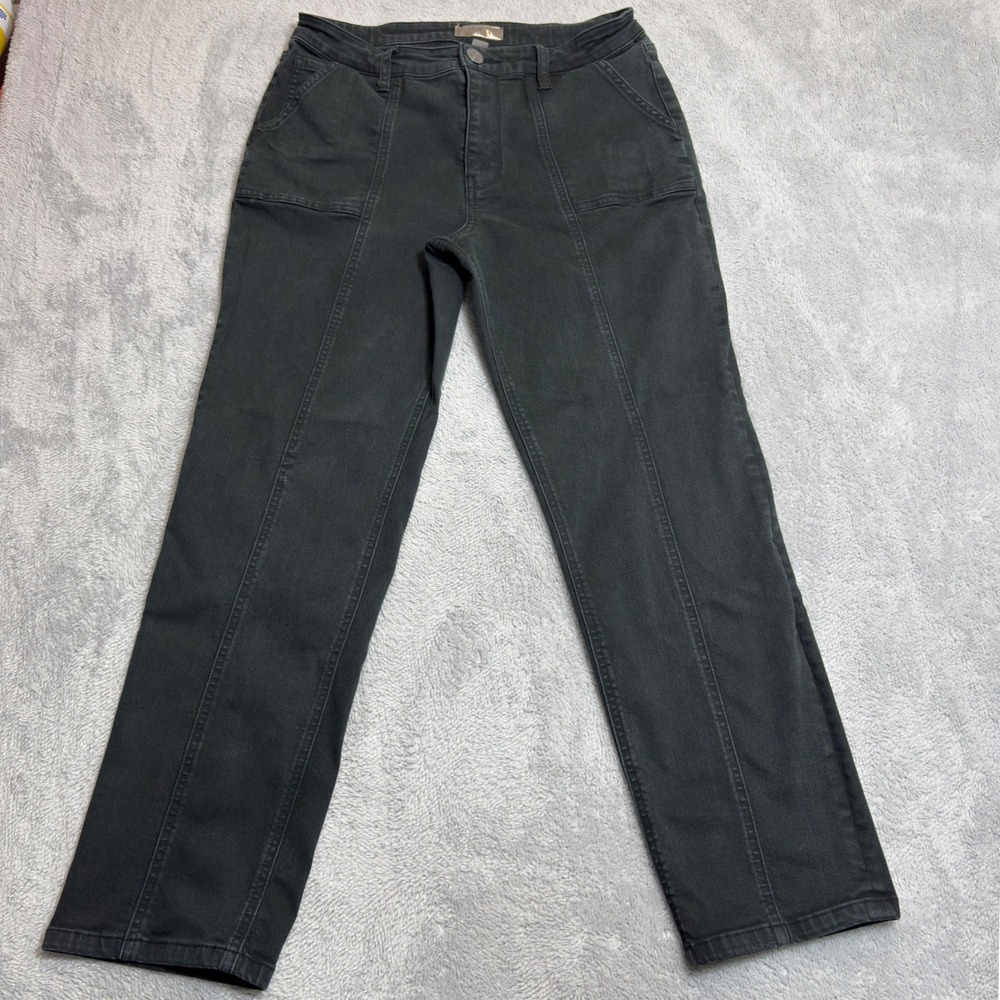 Kut from the Kloth Reese Womens 10 Black High Rise Ankle Straight Utility Jeans